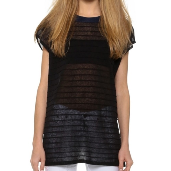 Rag & Bone Noreen Top Black Navy Sheer S - Picture 1 of 6